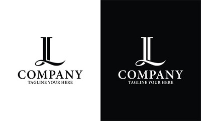 Wall Mural - Alphabet letter monogram icon logo LL on a black and white background.