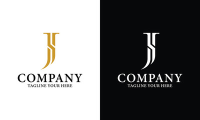 Wall Mural - SJ or J S logo letter isolated on white and black background.