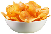 Potato Chips In A Bowl. Isolated On Transparent Background. Generative Ai