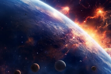 Wall Mural - Planets, stars and galaxies in outer space showing the beauty of space exploration.