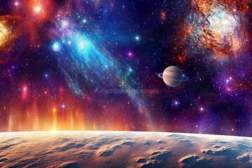 Wall Mural - Planets, stars and galaxies in outer space showing the beauty of space exploration.