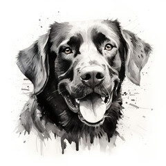 Wall Mural - A black and white drawing of a dog. Generative AI.