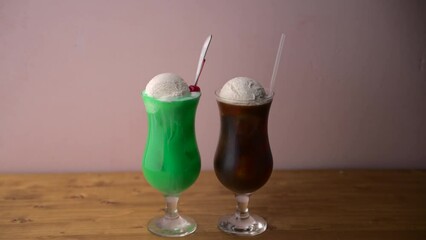 Wall Mural - cream soda and coffee float, japanese cafe drink