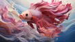 © Elle Arden  - A beautiful betta fish with long flowing fins. Generative AI.