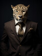 An Anthropomorphic Leopard Dressed up as a Cool Business Man in a Suit | Generative AI