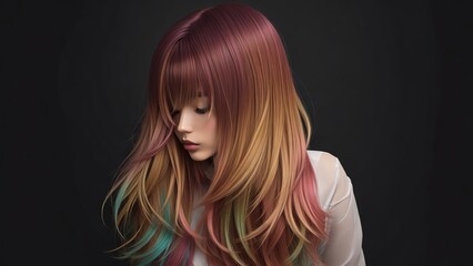 Wall Mural - Chic Hair Transformation Ombre or Balayage Hairstyle from the Back, Generative AI