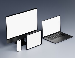 Responsive Web Design and website Mockup, Devices Mock up, Smartphone desktop tablet laptop template Mockup