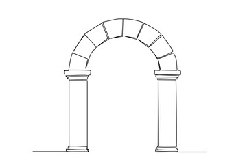 Wall Mural - old historical greek column pillar door entrance building line art