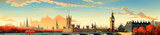Fototapeta Big Ben - London landscape cartoon style, Generative AI