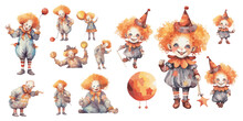 Watercolor Cute Hallowen Clown Clipart For Graphic Resources