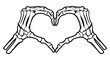Skeleton bone hand heart shape sign illustrations