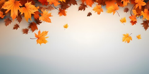 Wall Mural - Autumn banner with orange leaves. AI generative