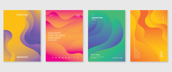 Fluid gradient background vector. Cute and minimalist style posters, Photo frame cover with vibrant colorful geometric shapes and liquid color. Modern wallpaper design for social media, idol poster.