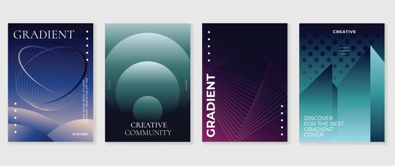 Modern banner design background. Abstract gradient graphic with 3d, geometric shapes, blend lines. Futuristic business cards collection illustration for flyer, brochure, invitation, social media.