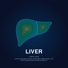 Wall Mural - Human liver medical structure. Creative simple line art Vector logo liver silhouette on a dark background. liver care logo vector template suitable for organization, company, or community. EPS 10