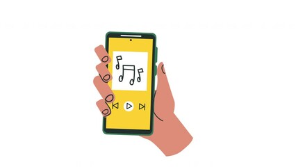 Canvas Print - smartphone device technology with music player animation