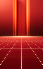 Poster - Red luxurious stage background, 3d rendering.