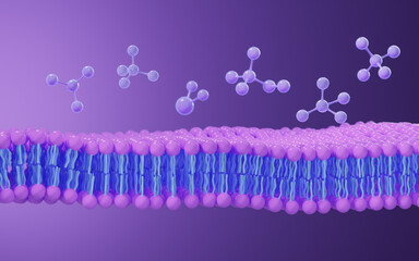 Sticker - Cell membrane structure background, 3d rendering.