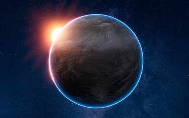 Wall Mural - planet in the outer space, 3d rendering.