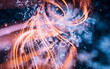© Vink Fan - Flowing curve and particles background, 3d rendering.