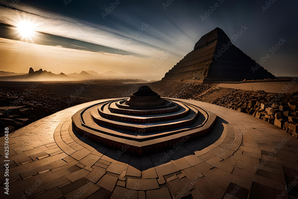Pyramids Style Design Abstract template with geometric pattern. The great pyramids on ...