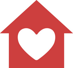 Sticker - Digital png illustration of house with heart shape on transparent background