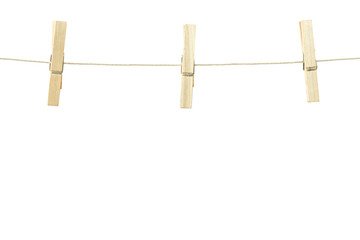 Wall Mural - Digital png photo of clothesline with clothes pegs on transparent background