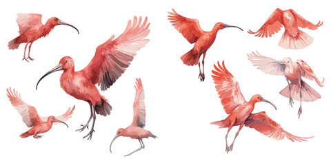 Watercolor Scarlet Ibis clipart for graphic resources