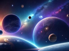 Planet In Space Colorful Portrait Wallpaper Ai Generate 