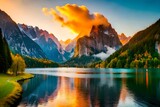 Fototapeta Krajobraz - lake in mountains generated by AI