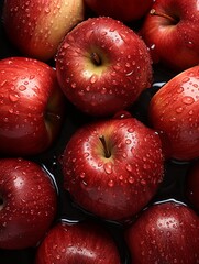 Wall Mural - red apples close up, fresh with water splash. Generative ai