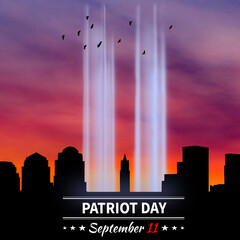 Patriot Day. Background with New York City Silhouette. September 11. 3d Illustration.