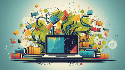 digital literacy technology inspired graphic illustration