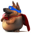 Fun 3D cartoon illustration of a dog superhero
