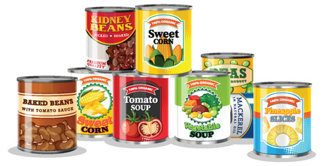 Wall Mural - Group of canned food