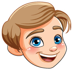 Wall Mural - cute boy cartoon face isolated