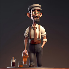 Bavarian Man With A Glass Of Beer. 3d Illustration