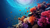 Fototapeta Las - Underwater fish coral pink blue deep ocean beautiful