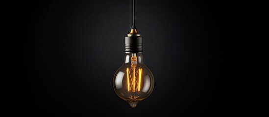 Poster - Photo of a bright light bulb on a dark background with copy space