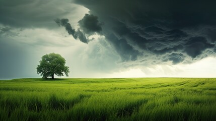 Wall Mural - Meadow before the storm landscape background