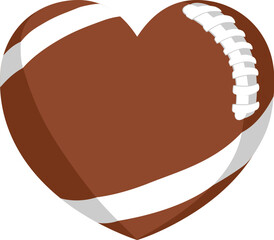 An American football ball in a heart shape. Concept for passion or love of sports