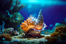 A Miniature World Living Inside A Conch Shell Underwater