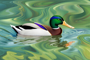 Wall Mural - Mallard duck - Generative AI