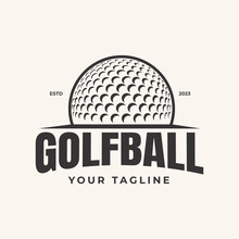Vintage Retro Golf Ball Vector Black And White Sport Club Logo Design Template Icon