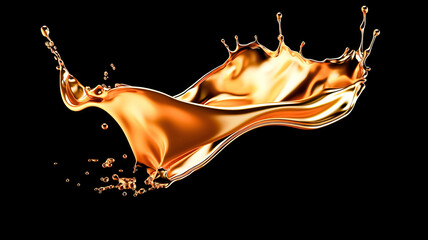 Elegant luxury splash of brown orange liquid 3d illustration 3d