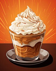 Wall Mural - A coffee cup crowned with whipped cream. (Generative AI)