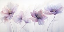  A Textured Canvas, Delicate Watercolor Flower Outlines Take Shape, Their Graceful Presence Evoking A Sense Of Serenity And Beauty.  Transparent Watercolor Flowers Generative Ai Digital Illustration