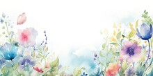  An Enchanting Watercolor Flower Border Surrounds A Canvas, Its Intricate Details And Vibrant Colors Capturing The Viewer's Imagination Tropical Watercolor Flowers Generative Ai Digital Illustration