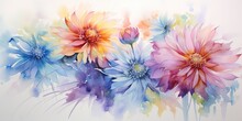  Vibrant Blooms Unleashed In A Watercolor Symphony - Delicate Brushstrokes Blossoming With Life - Serene And Organic  Clipart Watercolor Flowers Generative Ai Digital Illustration