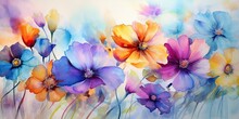  Chromatic Melody: Abstract Watercolor Flowers Paint A Vibrant Tapestry - Inspiring Emotion And Expression   Loose Abstract Watercolor Flowers Generative Ai Digital Illustration
